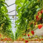 Hydroponic strawberries being grown in a greenhouse in Canada