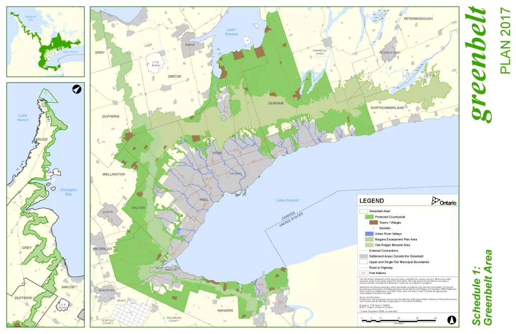 Greenbelt Plan as of 2017 (https://www.greenbelt.ca/maps). 